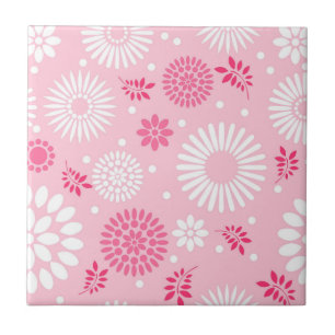 Meisjes  Elegant Roze White Floral Pattern Tegeltje