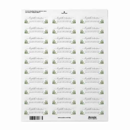 Meisjes Elegant Script Greenery Address Label (Full Sheet)