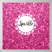 Meisjes en glam Hot Pink Glitter Sparkle White Hea Poster (Voorkant)