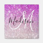 Meisjes en Glam Paars Glitter Sparkles Monogram Magneet (Voorkant)
