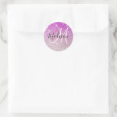 Meisjes en Glam Paars Glitter Sparkles Monogram Ronde Sticker (Tas)
