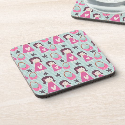 Meisjes en handtassen drankjes onderzetter (Linkerzijde)