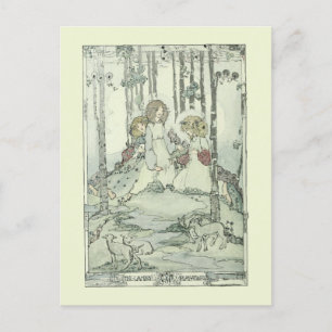 Meisjes en lammeren van Jessie Marion King Briefkaart