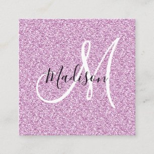 Meisjes en Lila Paars Glitter Sparkle Monogram Vierkante Visitekaartje