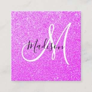 Meisjes en Lila Paars Glitter Sparkle Monogram Vierkante Visitekaartje