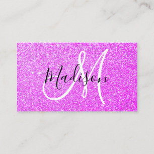 Meisjes en Lila Paars Glitter Sparkle Monogram Visitekaartje