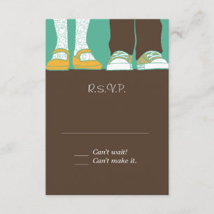 Meisjes en Sneakers geïllustreerd huwelijk (Mint) RSVP Kaartje