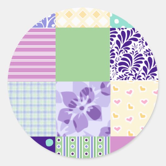 Meisjes en vers Pattern Squares Vector Quilt Ronde Sticker (Voorkant)