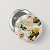 Meisjes  Ephemera Mode Collage met naam Ronde Button 5,7 Cm (Voorkant /achterkant)