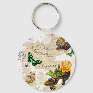 Meisjes  Ephemera Mode Collage met naam Sleutelhanger