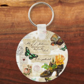 Meisjes  Ephemera Mode Collage met naam Sleutelhanger (Voorkant)