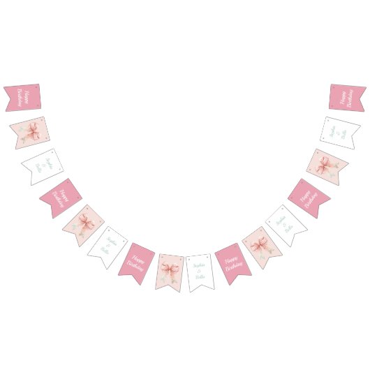 Meisjes Fairy Mushroom House Ribbon Twins Verjaard Vlaggetjes (Alle)