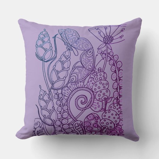 Meisjes fantasie bloem vlinder gingham kussen (Voorkant)