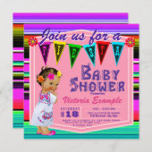 Meisjes Fiesta Baby Douche Uitnodigingen (Voorkant / Achterkant)