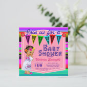 Meisjes Fiesta Baby Douche Uitnodigingen (Staand voorkant)