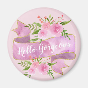 Meisjes  Floral Blush Pink Hallo Goudgoud Magneet