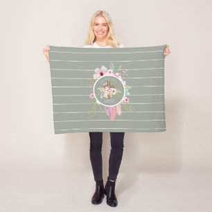 Meisjes Floral Cross Bautizo Baptism Roze Bloemen Fleece Deken