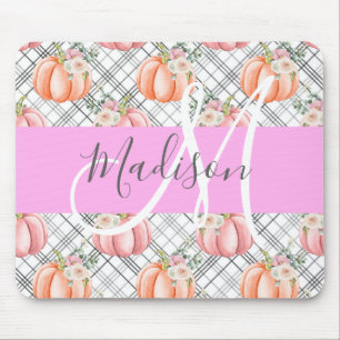 Meisjes Floral Gray Pink Peach Monogram Muismat