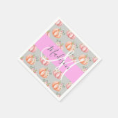 Meisjes Floral Gray Pink Peach Monogram Servet (Hoek)