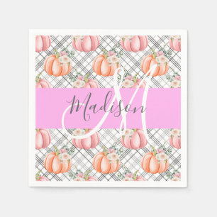 Meisjes Floral Gray Pink Peach Monogram Servet