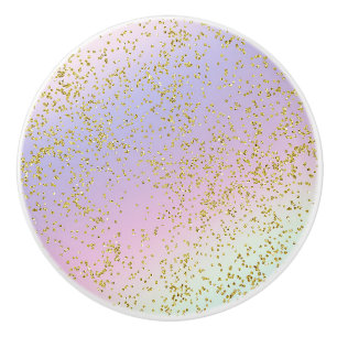 Meisjes Fonkelende Regenboog Pastel Goud Glitters Keramische Knop