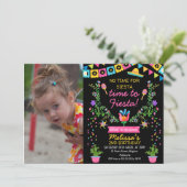 Meisjes Foto Mexican Floral Fiesta Birthday Invita Kaart (Staand voorkant)
