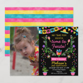 Meisjes Foto Mexican Floral Fiesta Birthday Invita Kaart (Voorkant / Achterkant)