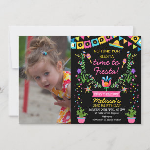 Meisjes Foto Mexican Floral Fiesta Birthday Invita Kaart