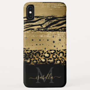 Meisjes Fun Modern Gold Glitter Script Monogramed iPhone XS Max Hoesje