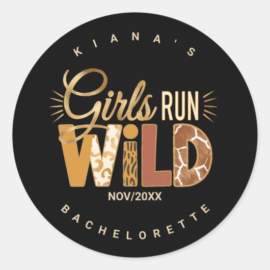 Meisjes Gaan Los Safari Bruidsfeest ID1148 Ronde Sticker (Voorkant)