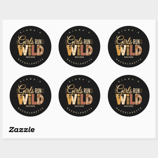 Meisjes Gaan Los Safari Bruidsfeest ID1148 Ronde Sticker (Vel)