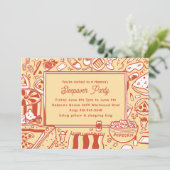 Meisjes Geel Rood Sleepover Verjaardagsfeest Kaart (Staand voorkant)