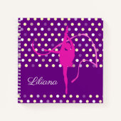 Meisjes genaamd gymnast polka dot paarse roze notitieboek (Voorkant)