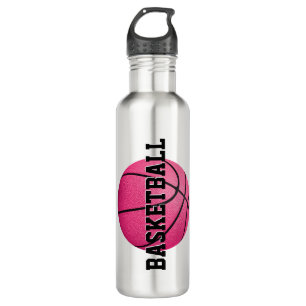 Meisje's gepersonaliseerde felroze basketbal waterfles