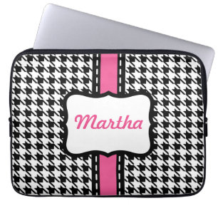 Meisjes Gepersonaliseerde Houndstooth Laptop Hoesj Sleeve