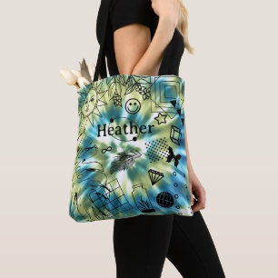 Meisjes Gepersonaliseerde naam Boho Tie Dye Canvas Draagtas