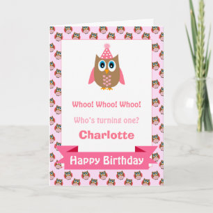 Meisjes Gepersonaliseerde Uil Verjaardag Kaart