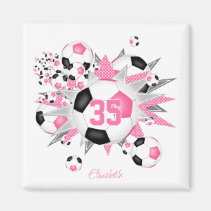 Meisjes gepersonaliseerde voetbal blowout roze zwa magneet