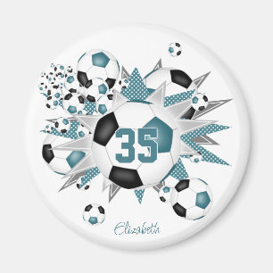 Meisjes Gepersonaliseerde voetballen Stars blauwgr Magneet