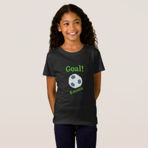 Meisjes Gepersonaliseerde zwarte Groene Soccer Pla T-shirt