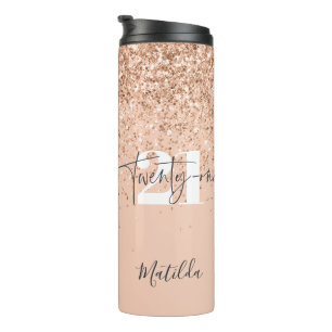Meisjes glitter glinsteren moderne 21ste verjaarda thermosbeker