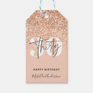 Meisjes glitter smulkle moderne 30ste verjaardag cadeaulabel