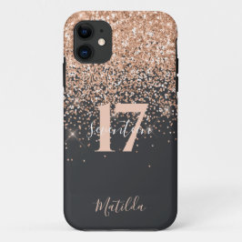 Meisjes glitter sparkle modern verjaardagscadeautj iPhone 11 hoesje