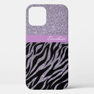 Meisjes Glitter Zebra Animal Print Pattern iPhone 12 Hoesje