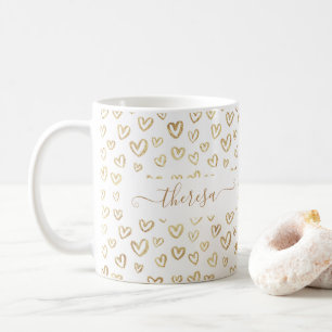 Meisjes Gold Hearts Aangepast genaamd Koffiemok