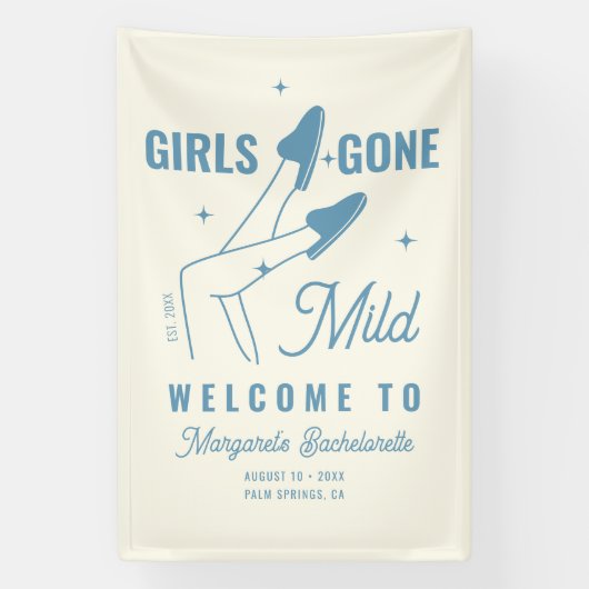 Meisjes Gone Mild Hand getrokken Bachelorette Welk Spandoek (Verticaal)