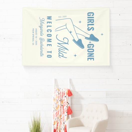 Meisjes Gone Mild Hand getrokken Bachelorette Welk Spandoek (Insitu)