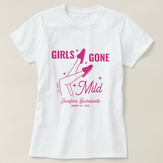 Meisjes Gone Mild Roze Illustratie Vrijgezellenfee T-shirt (Design voorkant)