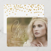 Meisjes Gouden Klasse van 2015 Afstuderen Kaart (Voorkant / Achterkant)