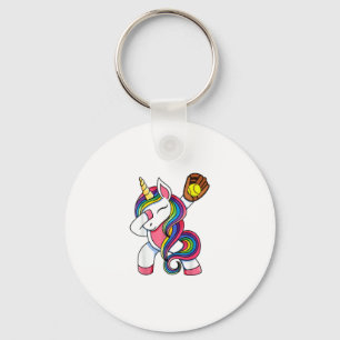 Meisjes Grappige Dabbing Softbal Eenhoorn Kleding, Sleutelhanger